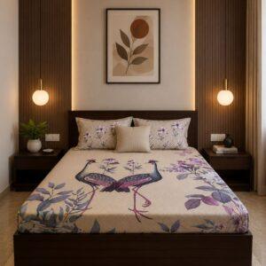 Sleeping Owls Orabella 300TC Digital Print Bedsheet by Sleeping Owls | 100% Cotton Luxury Bedding Set