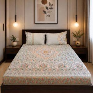 Sleeping Owls Orabella 300TC Digital Print Bedsheet by Sleeping Owls | 100% Cotton Luxury Bedding Set