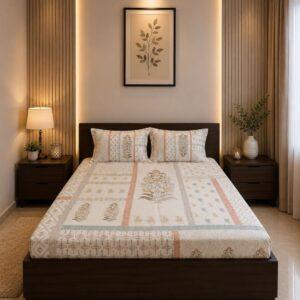 Sleeping Owls Orabella 300TC Digital Print Bedsheet by Sleeping Owls | 100% Cotton Luxury Bedding Set