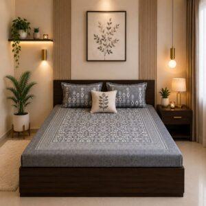 Sleeping Owls Orabella 300TC Digital Print Bedsheet by Sleeping Owls | 100% Cotton Luxury Bedding Set