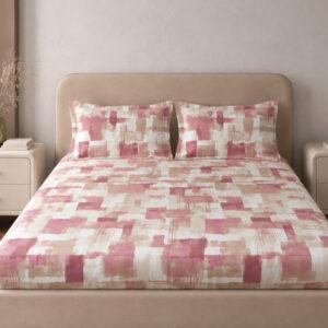 Sleeping Owls Aura Fit 144 TC Cotton Printed Fitted King Size Bedsheet with All-Around Elastic & 2 Pillow Covers