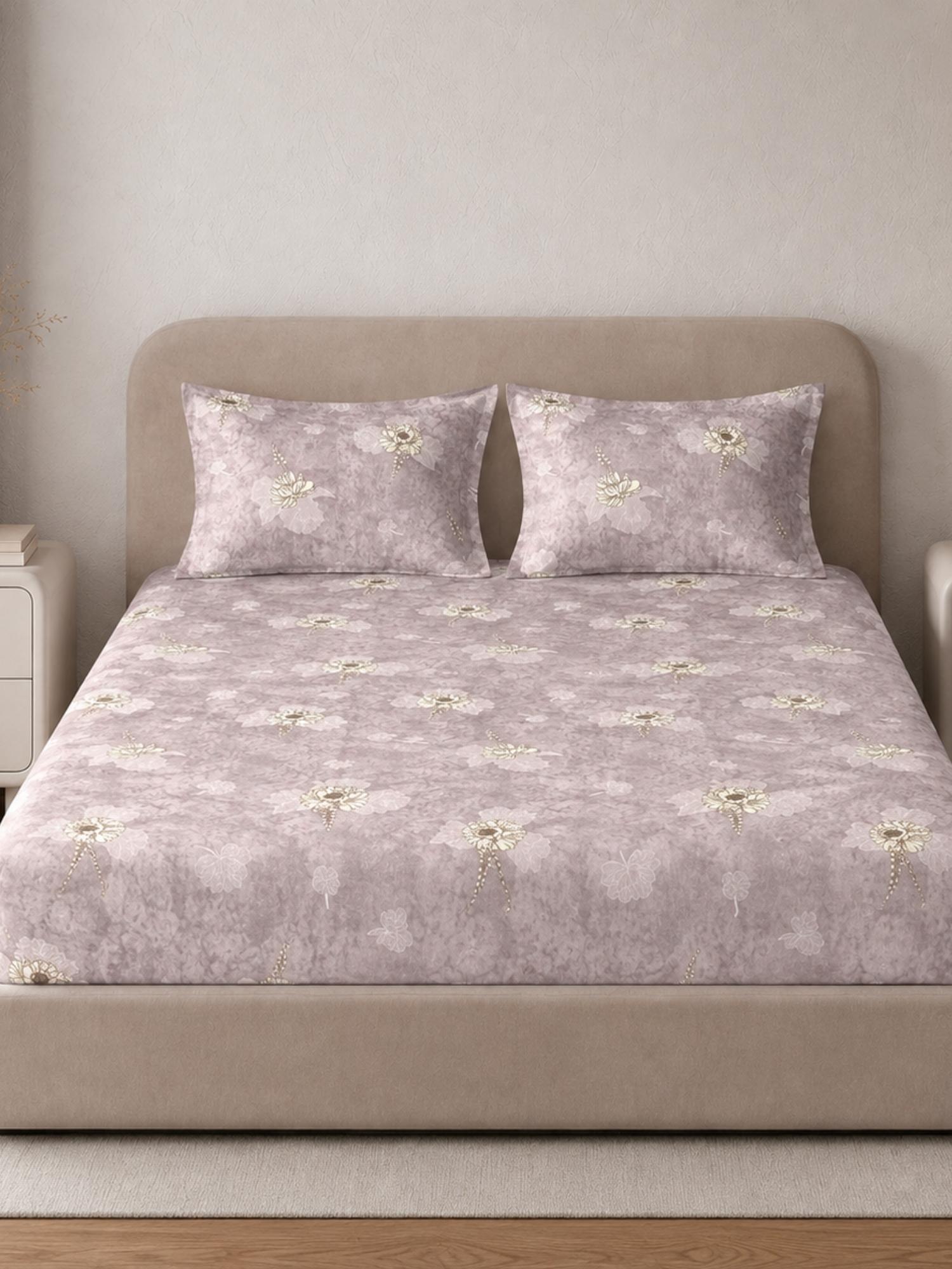 Sleeping Owls Aura Fit 144 TC Cotton Printed Fitted King Size Bedsheet with All-Around Elastic & 2 Pillow Covers Sleeping Owls Aura Fit 144 TC Cotton Printed Fitted King Size Bedsheet with All-Around Elastic & 2 Pillow Covers