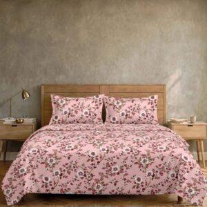 Sleeping Owls Aura Fit 144 TC Cotton Printed Fitted King Size Bedsheet with All-Around Elastic & 2 Pillow Covers