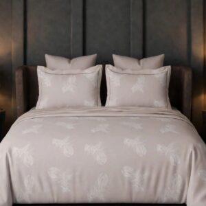 Sleeping Owls 100% Soft Mercerized Cotton Royal Luxe Jacquard Weave 300TC Super King Bedsheet With 2 Piping Pillow Covers