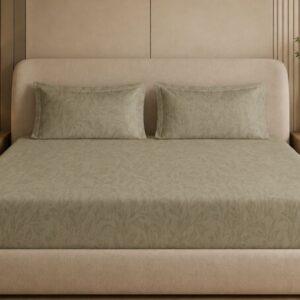 Sleeping Owls 100% Soft Mercerized Cotton Royal Luxe Jacquard Weave 300TC Super King Bedsheet With 2 Piping Pillow Covers