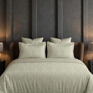 Sleeping Owls 100% Soft Mercerized Cotton Royal Luxe Jacquard Weave 300TC Super King Bedsheet With 2 Piping Pillow Covers