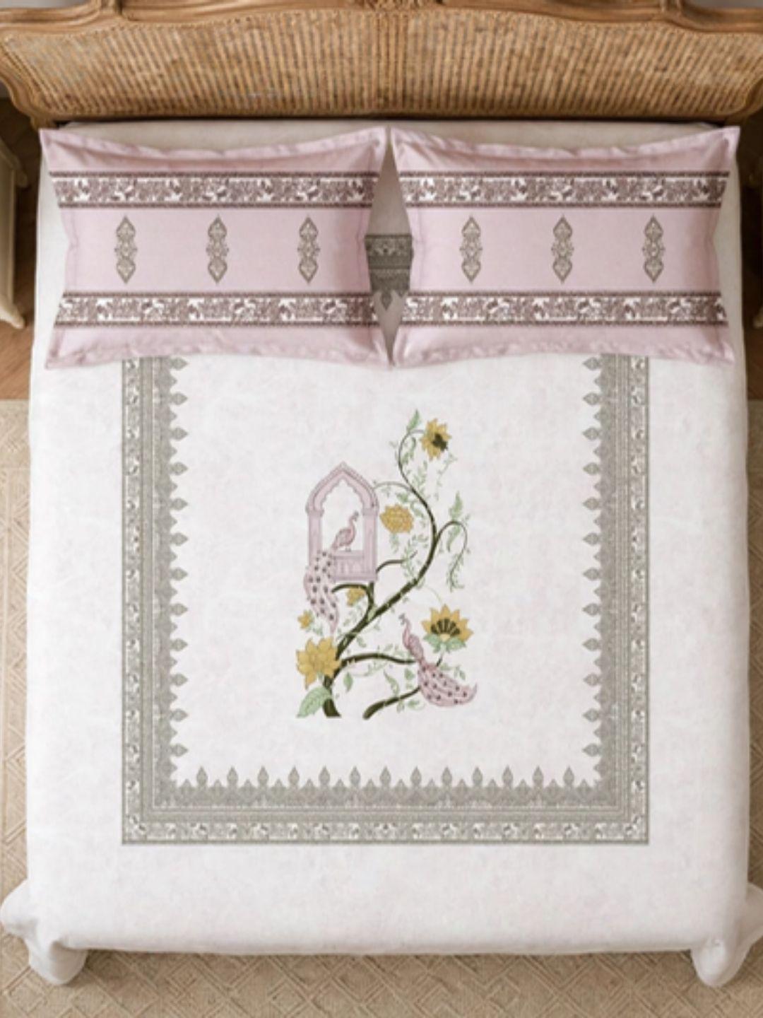 Sleeping Owls Rajwada Courtyard 220 TC Percale Cotton Super King Bedsheet Set with 2 Coordinated Pillow Covers Sleeping Owls Rajwada Courtyard 220 TC Percale Cotton Super King Bedsheet Set with 2 Coordinated Pillow Covers