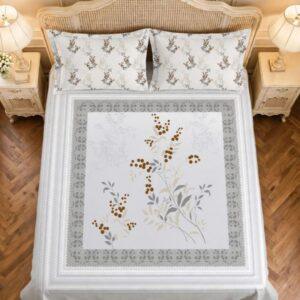 Sleeping Owls Rajwada Courtyard 220 TC Percale Cotton Super King Bedsheet Set with 2 Coordinated Pillow Covers