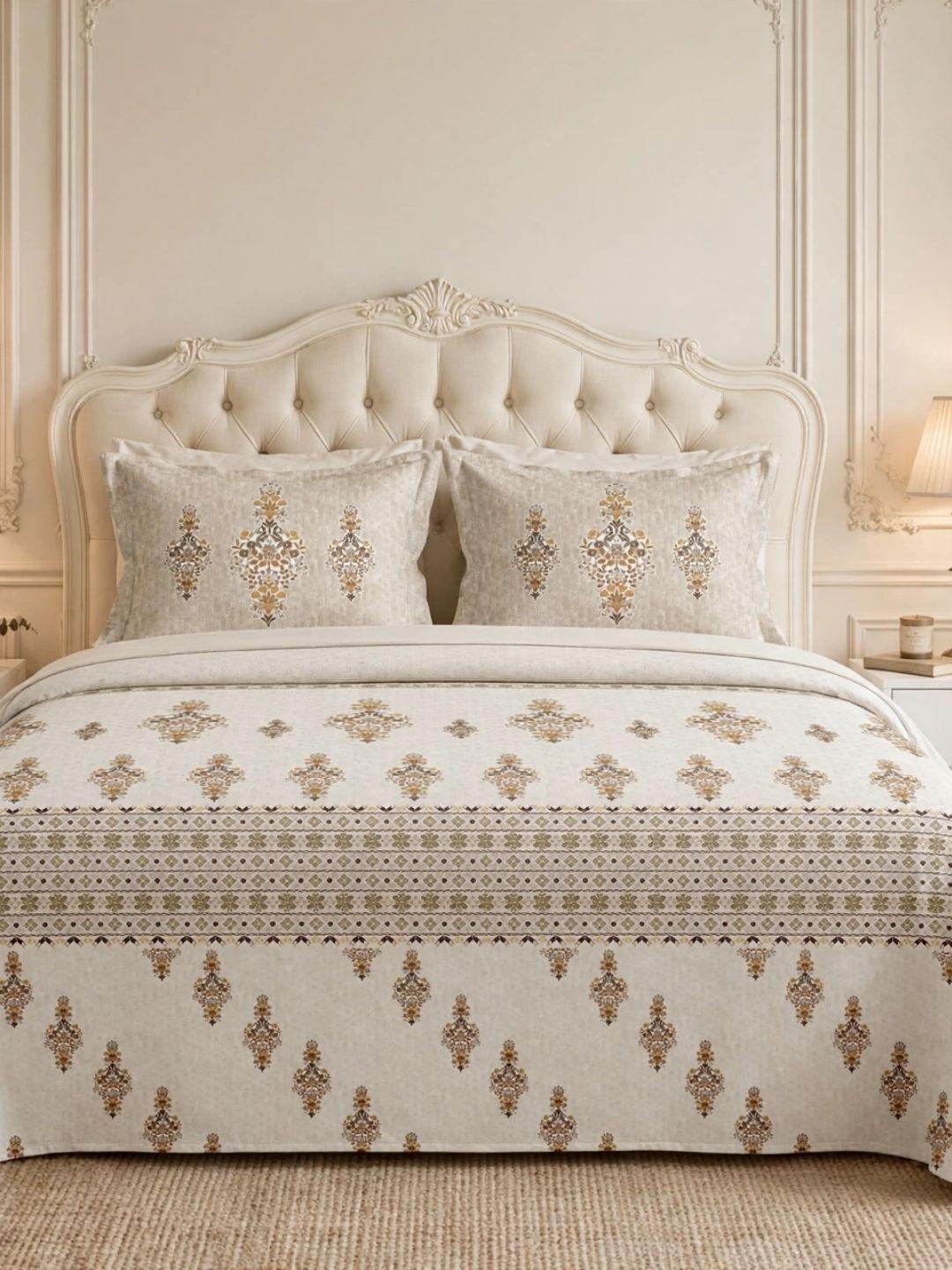 Sleeping Owls Utsav 220 TC Percale Cotton Panel Print Super King Bedsheet Set with 2 Coordinated Pillow Covers Sleeping Owls Utsav 220 TC Percale Cotton Panel Print Super King Bedsheet Set with 2 Coordinated Pillow Covers