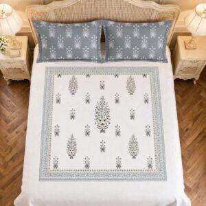 Sleeping Owls Rajwada Courtyard 220 TC Percale Cotton Super King Bedsheet Set with 2 Coordinated Pillow Covers