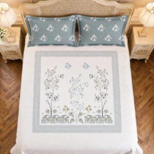 Sleeping Owls Rajwada Courtyard 220 TC Percale Cotton Super King Bedsheet Set with 2 Coordinated Pillow Covers