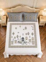 Sleeping Owls Rajwada Courtyard 220 TC Percale Cotton Super King Bedsheet Set with 2 Coordinated Pillow Covers
