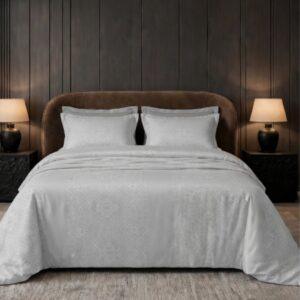 Sleeping Owls 100% Soft Mercerized Cotton Royal Luxe Jacquard Weave 300TC Super King Bedsheet With 2 Piping Pillow Covers