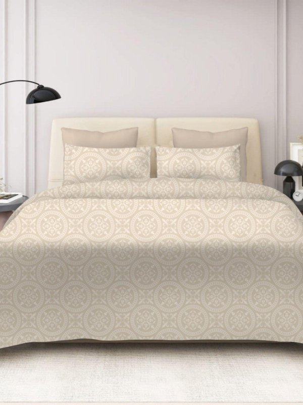 Sleeping Owls 100% Soft Mercerized Cotton Printed Imperial Grace 300TC Super King Bedsheet With 2 Pillow Covers