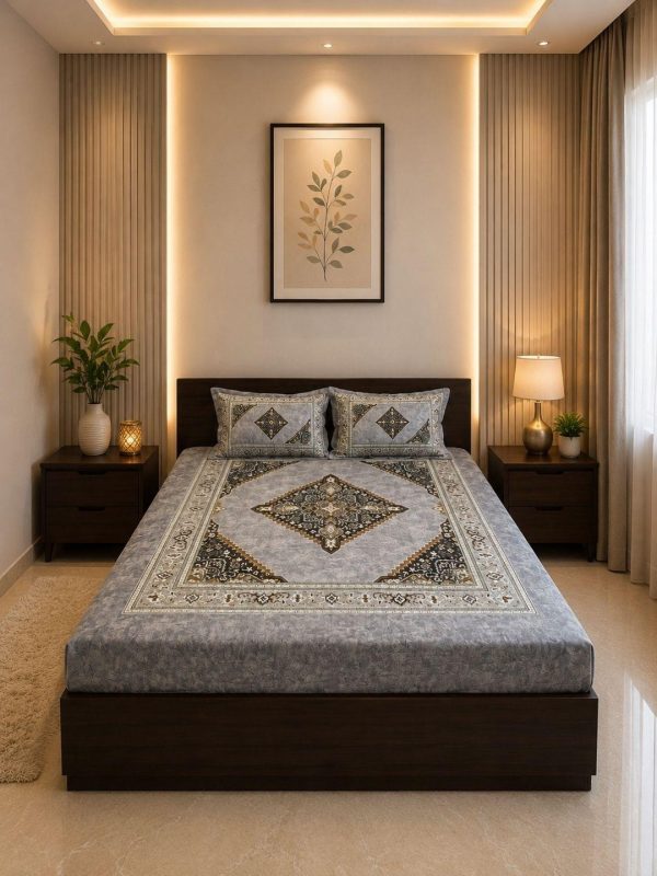 Sleeping Owls Orabella 300TC Digital Print Bedsheet by Sleeping Owls | 100% Cotton Luxury Bedding Set