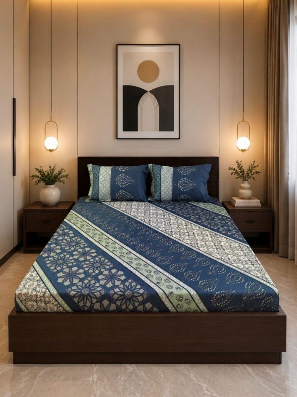 Sleeping Owls Orabella 300TC Digital Print Bedsheet by Sleeping Owls | 100% Cotton Luxury Bedding Set