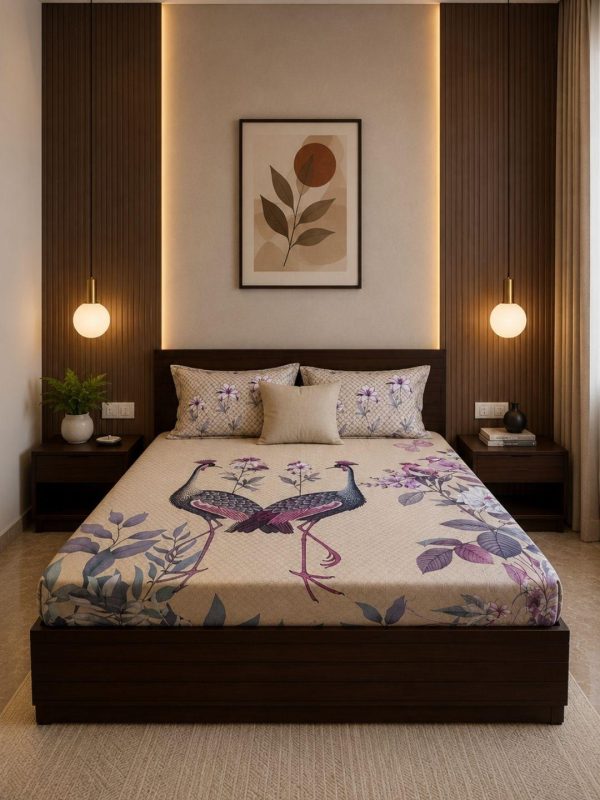 Sleeping Owls Orabella 300TC Digital Print Bedsheet by Sleeping Owls | 100% Cotton Luxury Bedding Set