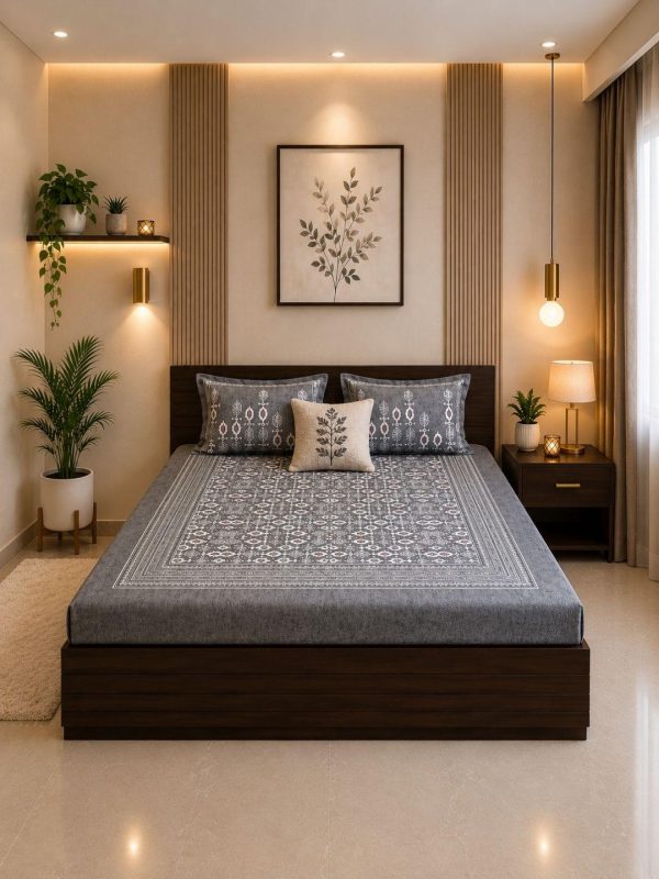 Sleeping Owls Orabella 300TC Digital Print Bedsheet by Sleeping Owls | 100% Cotton Luxury Bedding Set